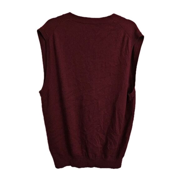 Kallspin Vest Mens XL Tall XLT Red Wool V Neck Sweater Academia Button Front - Picture 6 of 8
